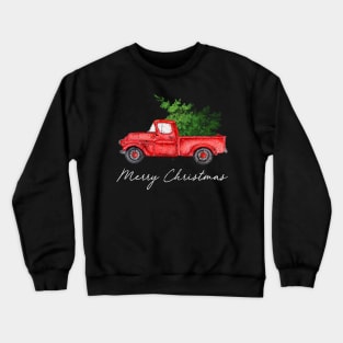 Merry Christmas Retro Vintage Red Truck Crewneck Sweatshirt